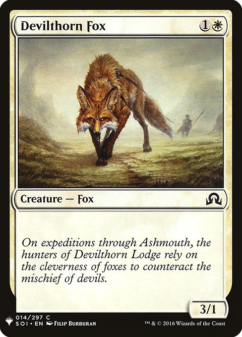 《悪魔の棲家の狐/Devilthorn Fox》[PWシンボル付き再版] 白C